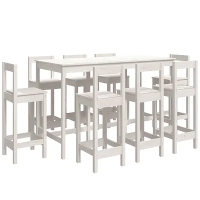 Produktbild von vidaXL 9-tlg. Bar-Set Weiß Massivholz Kiefer