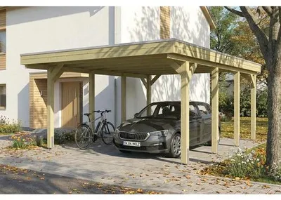 Produktbild von Einzelcarport SKAN HOLZ Friesland inkl. Pfostenanker, EPDM Folie 402 x 555 cm kesseldruckimprägniert