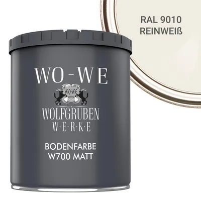 Produktbild von Betonfarbe Bodenfarbe Bodenbeschichtung MATT W700 Reinweiss RAL 9010 - 750ml