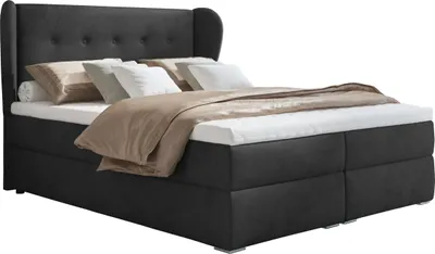Produktbild von Posteľ Bari 4 box spring 180x200, posteľ box spring s lamelovým roštom, matrac Bonell a topper - vaša pohodlná manželská posteľ!" Grafit