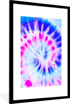 Produktbild von MuchoWow® Gerahmtes Poster Krawattenfärbung - Spirale - Design 60x90 cm - Poster mit Schwarzem Bilderrahmen Wandposter Rahmen Foto Bilder - Dekoration - Wandposter Wohnzimmer - Hochwertig