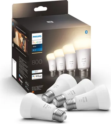 Produktbild von Philips Hue Weiß E27 Viererpack 4x800lm 60W Stimmungslichter Beleuchtung (44,99)
