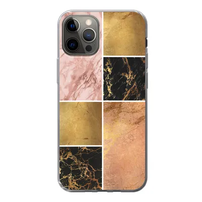 Produktbild von MuchoWow® Handyhülle Schutzhülle Hülle für iPhone 13 Pro Marmor - Rosa - Gold Silikon Softcase Handy Hülle - Handy-Tasche