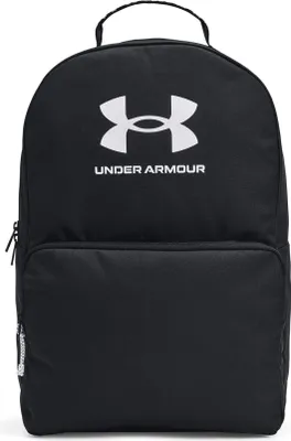 A black backpack with the Under Armour logo and text.