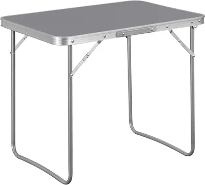 Image de Table de camping pliante en aluminium et MDF, avec poignée de transport | Gris | 70x50x60 cm