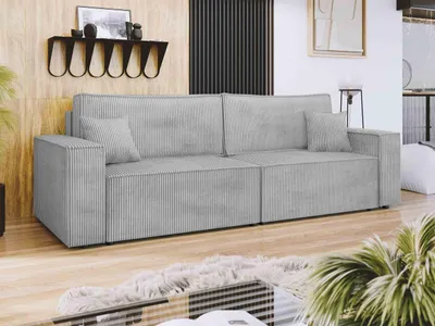 Produktbild von MIRJAN24 Sofa Karl Cord, Couch, Schlafsofa mit zwei Bettkästen und Schlaffunktion, Rückenlehne in Form beweglicher Kissen (Farbe: Poso 110)
