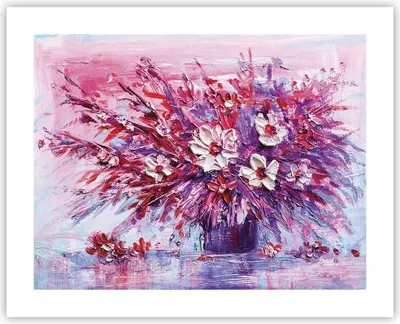 Produktbild von Poster - Poster ohne Rahmen - Pastos Blumen Rosa - 50x40 cm - Wand Bild - Wanddeko - Wandbilder - Kunstposter - Wandposter - Bilder - Kunstdruck - Wanddekoration - Wandbild - P2XAA50x40-4530