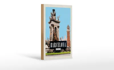 Produktbild von Holzschild Reise 12x18 cm Barcelona Spanien Architektur Bild