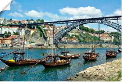 Produktbild von ARTland Poster Panorama Porto Eiffelbrücke und Douro Größe: 60x40 cm