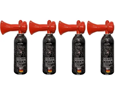 Produktbild von JUNG Signalpfeife Air Horn 4er Set Druckluftfanfare 400ml Signalhorn Fanfare Fan Artikel, (Deutschland Fussball WM 2026, Fanartikel Frauen & Männer)