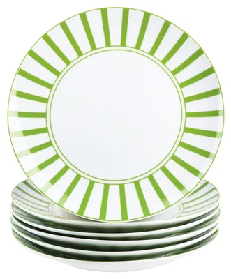Obrázek produktu pro Sada 6 dortových talířů porcelánových 6 osob Snídaňový talíř pruhovaný