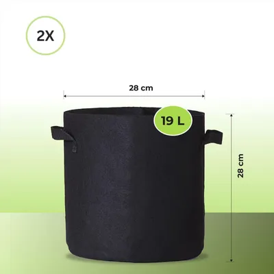 Produktbild von Pflanzsack mit Henkeln Grow Pot Bag Pflanztasche Pflanzbehälter 19 Liter – 2 Stück atmungsaktiv & wiederverwendbar