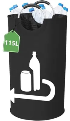 Immagine prodotto di Ultiluxe Raccolta Bottiglie - Contenitore Bottiglie - Borsa Porta Bottiglie - 115 Litri - Design Pieghevole - Materiale Poliestere - Nero