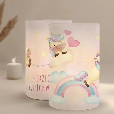 Produktbild von MeinBaby123® 10 Stück Windlicht Tischdeko | Einhorn