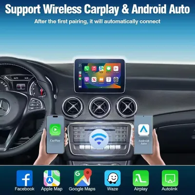 Imagen del producto de Receptor Bluetooth, CarPlay y Android Auto inalámbricos – Compatible con sistemas Benz NTG 4.5 – Bluetooth 5.0