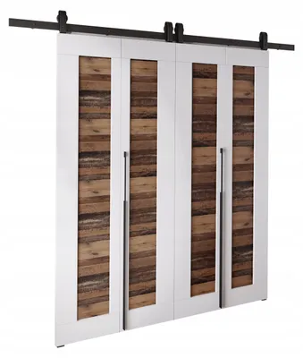 Produktbild von KierMoebel Schiebetür Komplettset QUDIO DUO M1 Weiß + OldStyle 152x205x3,2 cm Wohnzimmer Schiebetür