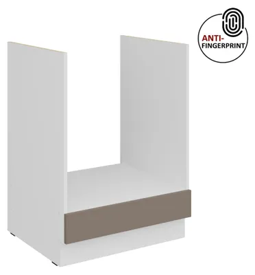 Produktbild von Küchen Herdunterschrank 60 cm Küche ARIA Sandgrau ultra matt + Weiss matt, hochwertige Fronten mit Anti Fingerprint Beschichtung Küchenzeile Küchenblock