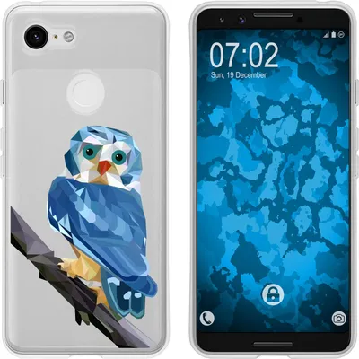 Produktbild von PhoneNatic Case kompatibel mit Google Pixel 3 Silikon-Hülle Vektor Tiere Eule M1