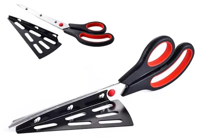 Pizzaschere 11 Zoll, scharf, mit Spatel, 2-in-1
