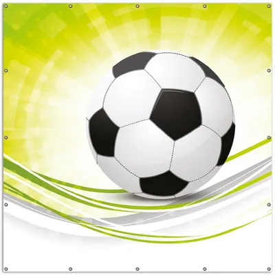 Produktbild von Wallario XXL Outdoor-Poster für Garten oder Balkon, Motiv Fußball - grün weiße Wellen Muster, in ca. 200 x 200 cm