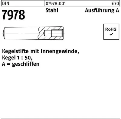Produktbild von Reyher  Kegelstifte DIN 7978 Stahl A 6 x 80 (25 Stück)