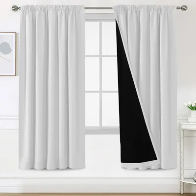 Verdunkelungsvorhänge 2er-Set 132x214 cm Grau-Weiß Thermo
