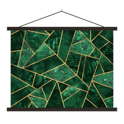 Produktbild von MuchoWow® Textilposter Smaragd - Gold - Abstrakt - Muster 40x30 cm mit schwarzem Rahmen - Dekorationen