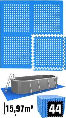 Produktbild von 16 m² Poolunterlage - 44 EVA Matten 62x62 - Unterlegmatten Set - Pool Unterlage