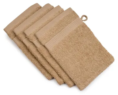 Zdjęcie produktu dla Gözze – rękawiczki do mycia rąk New York, zestaw 4 szt., miękkie i chłonne, 100% bawełna, 17 x 24 cm – kolor kasztanowy