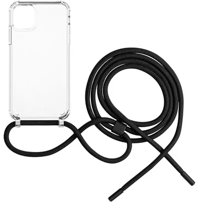 Zdjęcie produktu dla Etui ochronne Fixed Pure Neck do iPhone'a 11, przezroczyste z czarną smyczą