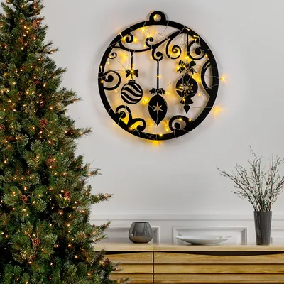 Produktbild von Opviq, XMASBLACK - 028, Dekoratives Wandaccessoire aus Metall, 100 % METALL, Schwarz, 60 x 64 cm