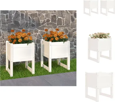 Obrázek produktu pro vidaXL květináč 2 ks Bílý 40x40x52,5 cm z masivního borovicového dřeva - Květináče a květináče
