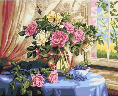 Productafbeelding van Schilderen op nummer, 40x50, Rozen - Koh-I-Noor