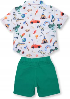 Produktbild von Jungen Sommer Set - T-shirt & Shorts - Größe 92 - weiß - 100% Baumwolle - 2-teilig