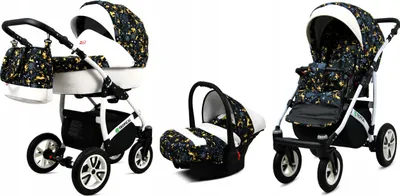 Produktbild von BabyLux® Tropical | 3in1 Kinderwagen Set | Gold Deer | Kombikinderwagen | Kinderwagenset | Buggy