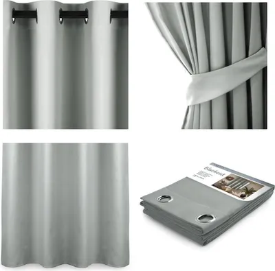 Produktbild von Vorhang Ösenschal blickdicht Verdunklungsvorhang 140 x 245 cm - Silber