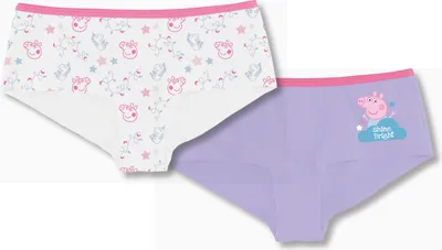 Produktbild von Peppa Wutz Panty für Mädchen Kinder Slip Unterhose Unterwäsche Weiß/Lila (2er Pack) 86-92