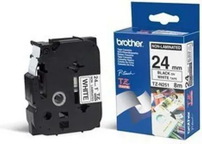 Immagine prodotto di Brother - nero, bianco - rotolo (2,4 cm x 8 m) di nastro adesivo non laminato - per P-Touch PT-2400, PT-2430PC, PT-2500PC, PT-350, PT-540C
