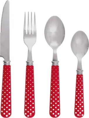 Produktbild von Greengate Dotty Besteckset rot 4tlg