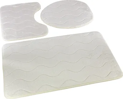 Zdjęcie produktu dla Dywaniki łazienkowe Sumba Ecru 23 - 3 sztuki 3 sztuki: dywanik 45x75+ podkład 45x35+ nakładka 44x38