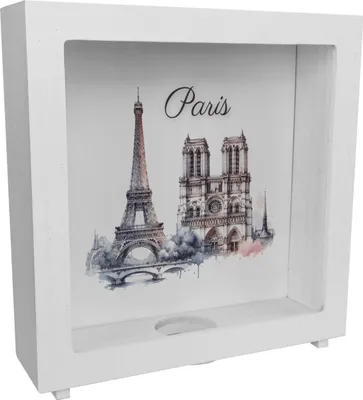 Produktbild von Wahrzeichen Paris Rahmen Spardose aus Holz