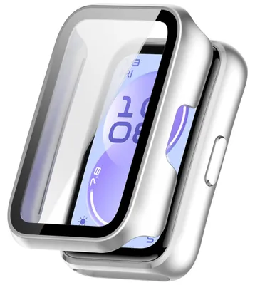 Image de Étui pour smartwatch + verre de protection pour Huawei Band 11 / 11 NFC, protection 9H, argent