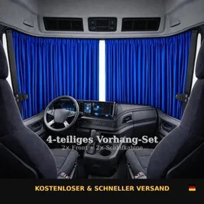 Image de Rideaux pour camion Volvo, 4 pièces pour pare-brise et cabine de couchage, bleu noir