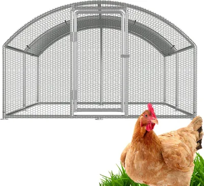 Obrázek produktu pro Izrielar 3x 4x 2m kurník s kopulovitou střechou výběh pro zvířata volný výběh pro zvířata se stínící střechou z PE, pozinkovaný ocelový rám, vnější plot Používá se pro kuřata, drůbežárny, malá zvířata