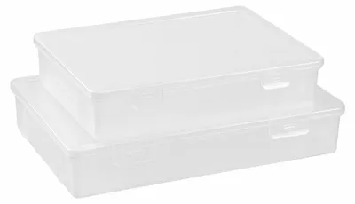 Image de Lot de 2 boîtes de rangement avec couvercle, plates et transparentes