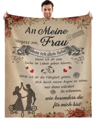 Produktbild von Kuscheldecke Flanell-Mikrofaser 130x150cm für Frauen, Geschenk für Hochzeitstag & Geburtstag