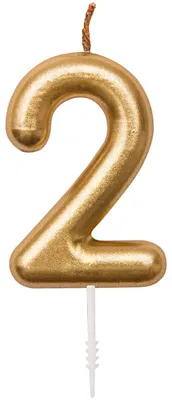 Produktbild von Zahlenkerze Zahl 2 Farbe Gold