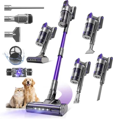 Image de Aspirateur sans fil Redkey X18, 60 kPa/650 W/80 minutes, aspirateur 8-en-1 anti-enchevêtrement