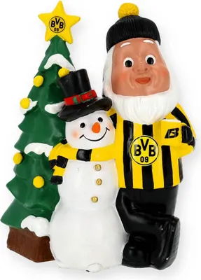 Produktbild von Borussia Dortmund BVB Gartenzwerg mit Schneemann