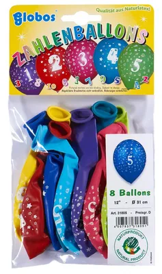 Produktbild von 8 Ballons /Aufdruck Zahlen "5"
